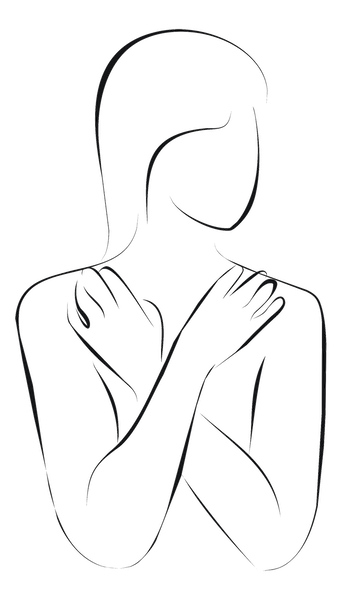 Liniezeichnung: Frau mit verschränkten Armen